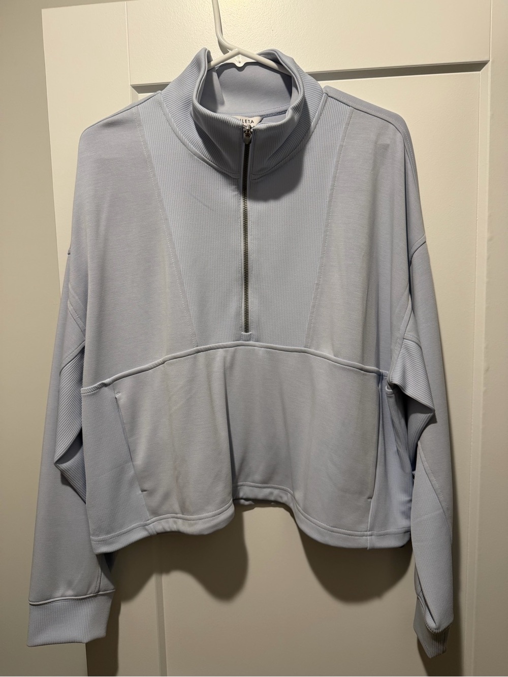 Athleta Light Blue Half-Zip Pullover Top
